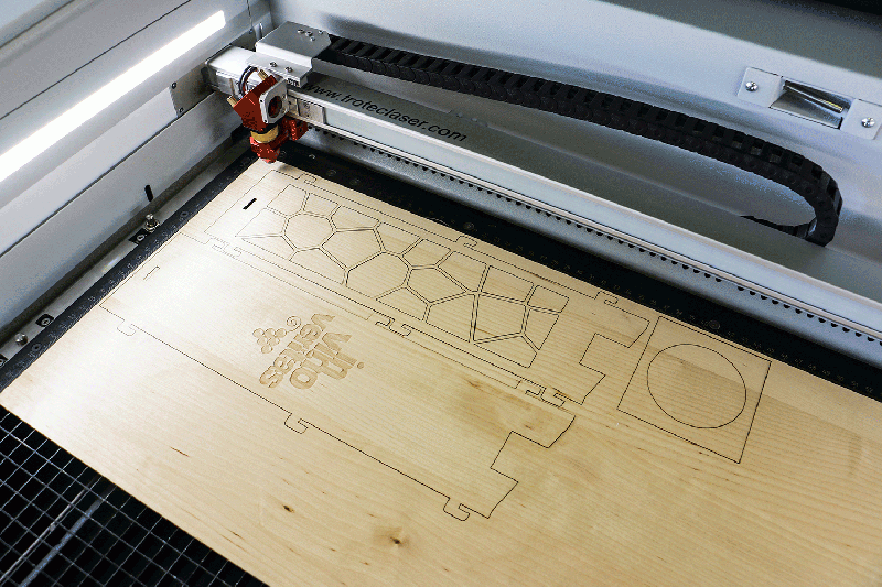 wood laser engraving and laser cutting on a Trotec laser machine
