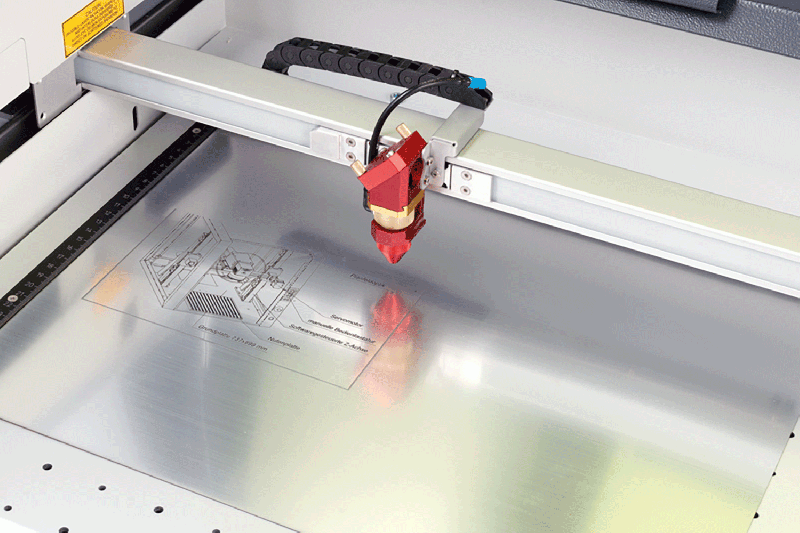 Laser engraving TroLase Thins on a Trotec laser machine