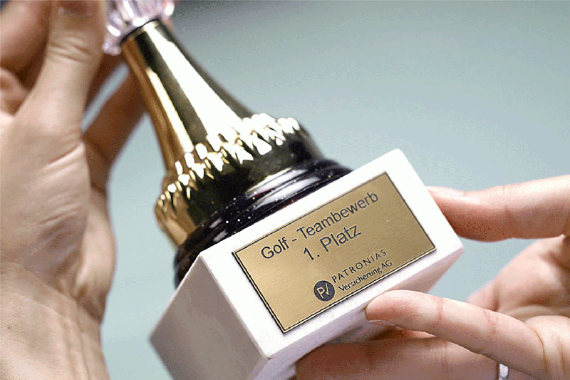 trophy metallic with rotary material label