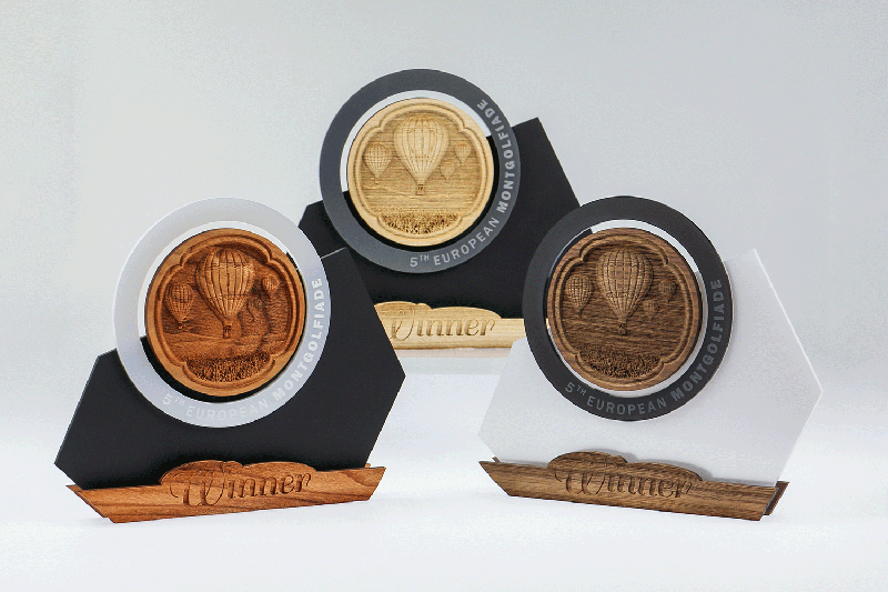 Wood inspiration laser cut and laser engraved trophy