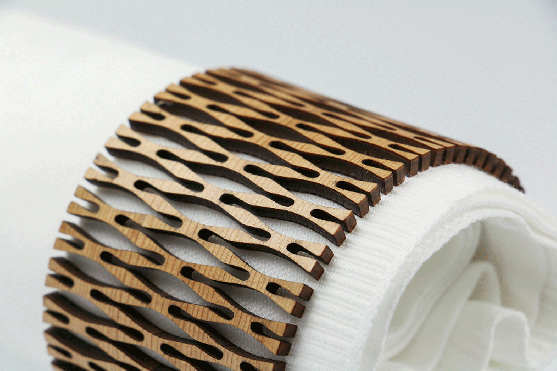 Wood veneer laser cut and laser engraved napkin holder